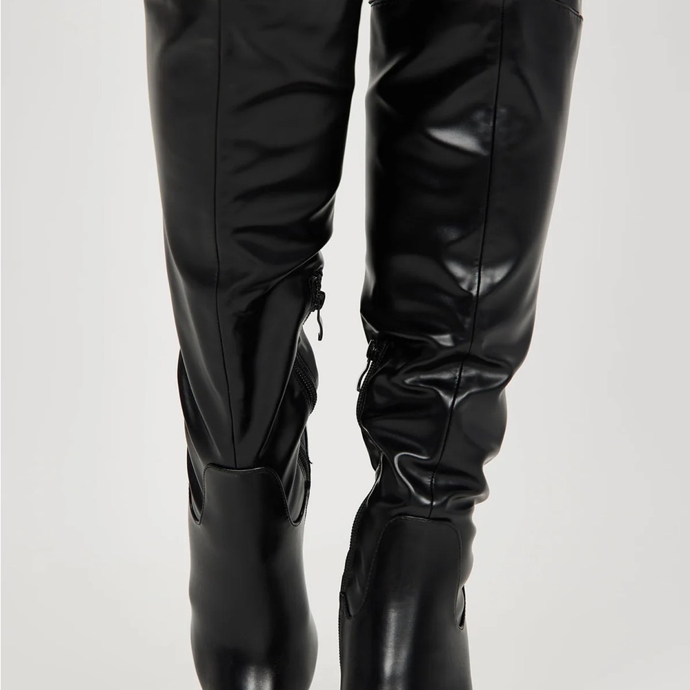 Fashion Nova Sleek Black Heeled Boots - Picture 3 of 6